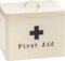 Harbour Housewares Industrial First Aid Box - Vintage Style 2-Tier Steel Medicine Storage Organiser - Cream